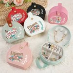 Caja de joyería de viaje de cuero de PU con nombre y asa personalizada para el Día de la Madre Regalo de cumpleaños para mamá abuela