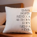 Personalized Cartoon Character Soft Throw Pillow Cover with 1-13 Names Home Decor Mother's Day Birthday Gift for Mom Grandma