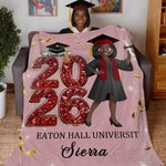 Personalized Cartoon Graduation Character Soft Throw Blanket with Year and Name Graduation Gift for Graduates