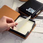 Personalized Multicolor Shadow Monogram PU Leather Sticky Note Holder Desk Organizer Daily Use Birthday Office Gift for Colleagues Office Workers