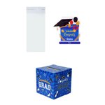 Gepersonaliseerd afstuderen Cap Patroon pull out geld houder geschenkdoos met naam en 30 stuks transparante zakken afstuderen Gift voor klasse van 2026 afgestudeerden