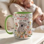 Personalised Colourful Cartoon Animal Floral Design 11 oz 15 oz Ceramic Mug with Name Mother's Day Gift for Mom Woman