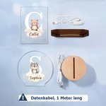 Personalisiertes Süßes Waldtier LED-Nachtlicht mit 7 Lichtmodi Initiale Namen Holzsockel Geburtstag Weihnachten Geschenk für Babys Kinder