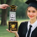 Gepersonaliseerd afstuderen Cap Patroon pull out geld houder geschenkdoos met naam en 30 stuks transparante zakken afstuderen Gift voor klasse van 2026 afgestudeerden