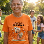 T-shirt personnalisé multicolore Livin' That Grandma Happy Life Whimsical Style avec nom Cadeau de fête des mères pour mère femme grand-mère