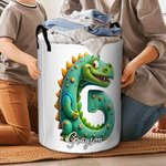 Personalisierte Dinosaurier Meerjungfrau Cartoon Stil Initial Oxford Wäsche Aufbewahrungskorb mit Namen Zimmer Dekor täglichen Gebrauch Geburtstag Geschenk für Jungen Mädchen