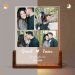 Personalized Photos Collage Acrylic LED Night Light with Names and Wooden Base Home Decor Wedding Anniversary Birthday Gift for Couple
