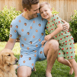 Pyjama personnalisé multicolore 1-5 photos de visage Famille Porté quotidiennement Fête des pères Fête des mères Cadeau d'anniversaire pour Homme Femme Enfant