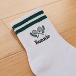 Personalised Embroidered Tennis Racket Pattern Soft Crew Sport Socks with Name Game Day Birthday Gift for Tennis Lovers Players