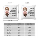 Personalized Cartoon Character Soft Throw Pillow Cover with 1-13 Names Home Decor Mother's Day Birthday Gift for Mom Grandma