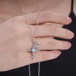 Personalized Cross Heart Birthstone Necklace with Initial Dainty Jewelry Mother's Day Birthday Baptism Gift for Her Mom Daughter