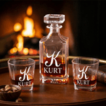 Personalized Engraved Retro Design Whiskey Decanter with Name and Initial Father's Day Birthday Gift for Man Bartender Dad