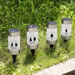 Lampe solaire de jardin personnalisé avec texte nom et année - Motif silhouette avec ailes d'ange - Cadeau commémoratif pour famille