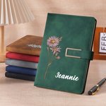 Cuaderno A5 Personalizado Flor de Nacimiento Multicolor Con Nombre y Páginas Rayadas Material de Oficina Uso Diario Regalo de Cumpleaños para Familia Amigos