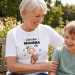 T-shirt personnalisé multicolore Livin' That Grandma Happy Life Whimsical Style avec nom Cadeau de fête des mères pour mère femme grand-mère