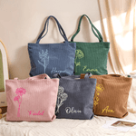 Personalizado Nacimiento Flor Gran Capacidad Pana Bolsa Tote con Nombre Uso Diario Viaje Cumpleaños Regalo para Mujer