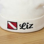 Personalised Embroidered Diver Flag Knit Soft Beanie Hat with Name Dive Accessory Birthday Daily Use Gift for Diving Lover