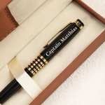 Personalized Engraved Text Pilot Shoulder Boards Black Gold Trim Pen Daily Use Birthday Gift for Captain Pilot Flight Instructor