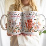 Personalised Colourful Cartoon Animal Floral Design 11 oz 15 oz Ceramic Mug with Name Mother's Day Gift for Mom Woman
