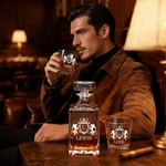 Personalized Engraved Retro Design Whiskey Decanter with Name and Initial Father's Day Birthday Gift for Man Bartender Dad