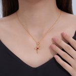 Personalized Cross Heart Birthstone Necklace with Initial Dainty Jewelry Mother's Day Birthday Baptism Gift for Her Mom Daughter