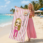 Personlig tegneserie karakter fødsel blomst hurtigtørkende overdimensjonert mykt badehåndkle med navn svømming strandfest bursdagsgave til barn familie