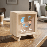 Personalised Cartoon Professional Character Bear Initial Wooden Money Box Piggy Bank with Name Children's Day Gift for Boys Girls