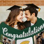 Personalized GRAD Letter Grid Photos School Name Soft Throw Blanket with Year and Name Graduation Gift for Graduates