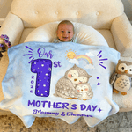 Personalized Cute Animal Pattern Our 1st Mother's Day Soft Throw Blanket with Name and Year Home Deco Mother's Day Gift for New Mom Newborn