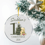Personalized Classic Winnie the Pooh 1st Christmas Ornament with Name and Year Home Decor Baby Shower Gift for Newborns Baby