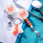 Personalised Multicolour Tassel Bead Retractable Nurse Badge Reel with Name Clinic Use Nurse Week Birthday Gift for Nurse Doctor Medical Staff