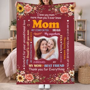 Gepersonaliseerde Ik Hou Van Je Mam Foto Bloemen Zacht Werp Deken Home Decor Moederdag Cadeau voor Mama
