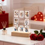 Gepersonaliseerd Foto in Pokerstijl LED-nachtlampje met 7 kleuren Tekst en Initiaal met Houten Voet Kamerdecoratie en Valentijnsdagcadeau voor Koppels