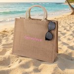 Bolsa de yute grande personalizada de Papá Noel con tema navideño y nombre bordado para uso diario Fiesta de novias Regalo de Navidad para mujer Familia Dama de honor