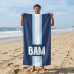 Personalised Quick Dry Sand Free Shadow Monogram Stripe Beach Towel and Bag Summer Holiday Travel Essentials Birthday Gift for Her