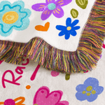 Personalized Colourful Flower Hand Soft Tassel Throw Blanket with Name Home Decor Mother's Day Birthday Gift for Mom Grandma