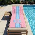 Personalised Quick Dry Sand Free Shadow Monogram Stripe Beach Towel and Bag Summer Holiday Travel Essentials Birthday Gift for Her
