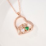 Cuore personalizzato 2 Highland Cows Birthstones Collana Dainty Gioielli Compleanno Anniversario Regalo per coppie Amici Highland Cow Lovers