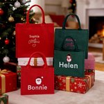 Bolsa de yute grande personalizada de Papá Noel con tema navideño y nombre bordado para uso diario Fiesta de novias Regalo de Navidad para mujer Familia Dama de honor