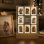 Gepersonaliseerd Foto in Pokerstijl LED-nachtlampje met 7 kleuren Tekst en Initiaal met Houten Voet Kamerdecoratie en Valentijnsdagcadeau voor Koppels