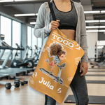 Personalised Cartoon Fitness Girl Large Absorbent Quick Dry Sports Towel with Name Daily Use Birthday Gift for Women Fitness Lovers