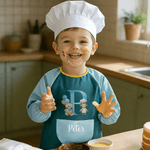 Personalized Cartoon Profession Character Initial Waterproof Long Sleeve Apron with Name and Pocket Birthday Gift for Kid