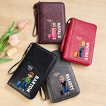 Personalized 3D Cartoon Travel Character PU Leather Passport Holder Wallet with Name and Quote Travel Essential Birthday Gift for Women Men