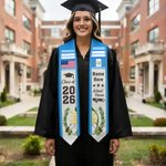 Persoinalized Guatemala USA Double Flag Graduation Stole with Name School Name and Year Graduation Gift for Class of 2026 Graduates