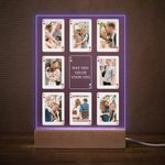 Gepersonaliseerd Foto in Pokerstijl LED-nachtlampje met 7 kleuren Tekst en Initiaal met Houten Voet Kamerdecoratie en Valentijnsdagcadeau voor Koppels