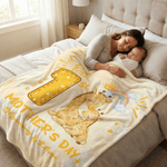 Personalized Cute Animal Pattern Our 1st Mother's Day Soft Throw Blanket with Name and Year Home Deco Mother's Day Gift for New Mom Newborn