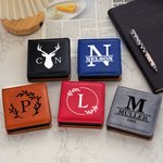 Personalized Botanical Wreath Initial PU Leather Sticky Note Holder Desk Organizer Daily Use Birthday Office Gift for Colleagues Office Workers