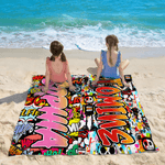 Personalized Doodle Style Quick Dry Oversized Microfiber Beach Towel with Gradient Name Summer Vacation Travel Use Birthday Gift for Family Friend Kid