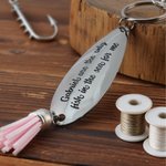 Llavero Rústico Personalizado Señuelo de Pesca con Borla Texto y Fecha Uso Diario Cumpleaños Jubilación Oficina Regalo para Padre Aficionado a la Pesca