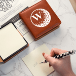 Personalized Golf Element Pattern PU Leather Classic Sticky Notepad Holder with Name Desk Organizer Birthday Office Gift for Colleagues Family Friends